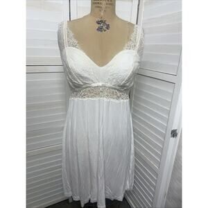 Soma Lace Stretch Chemise L Large Cream White Adjustable Straps Fairy Whimsy
